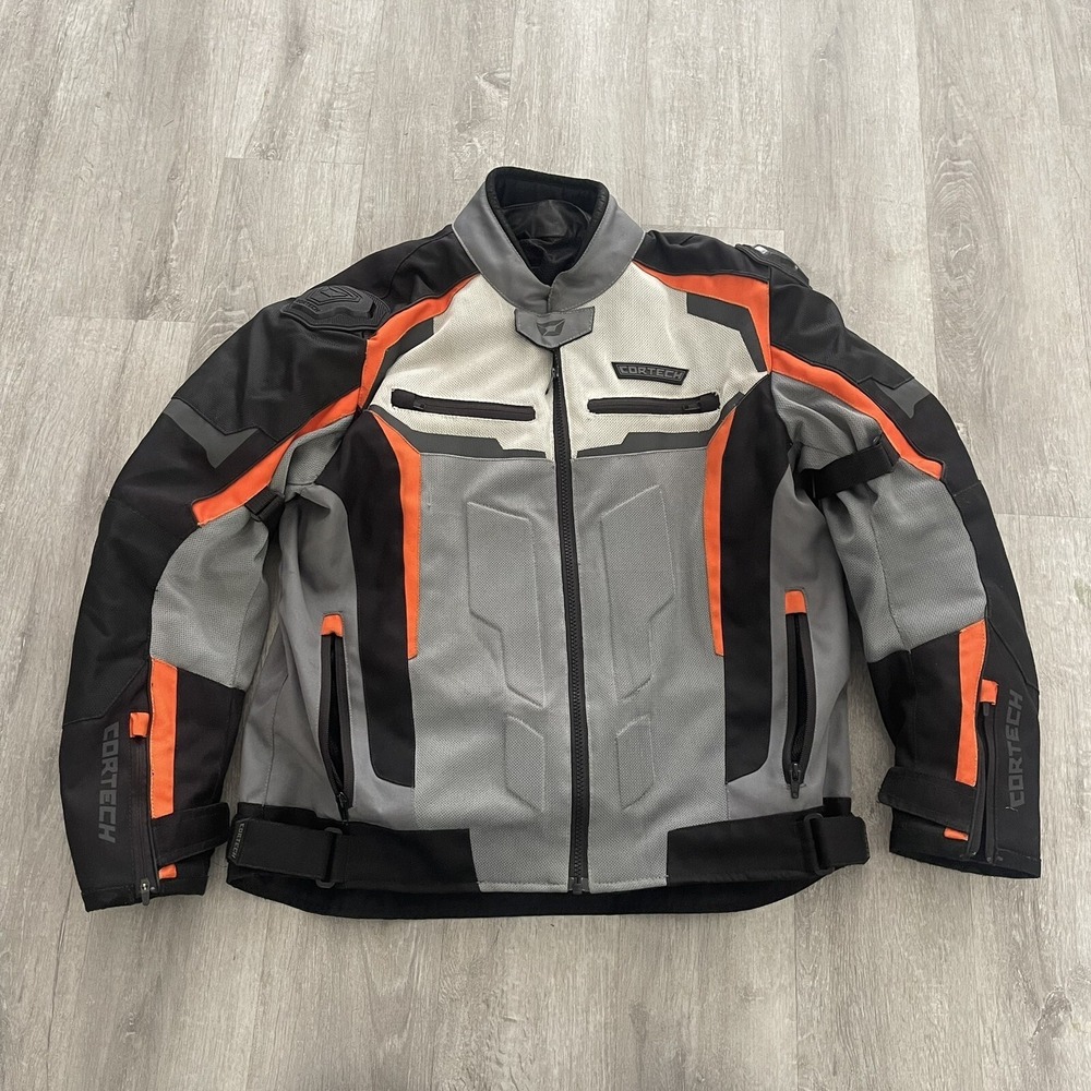 Cortech Hyper-Flo Air Textile Motorcycle Jacket Grey/Orange Size Small Padded